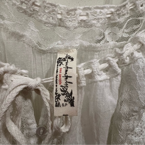 Free People Dolly Bodysuit Dress White Lace Maxi Ruffle Dress Boho Ethereal S - Picture 13 of 15